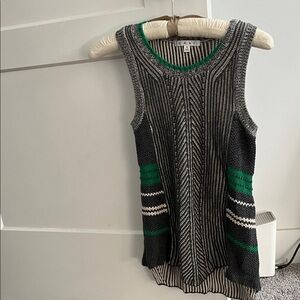 CAbi Black and Green Knit Tank Top